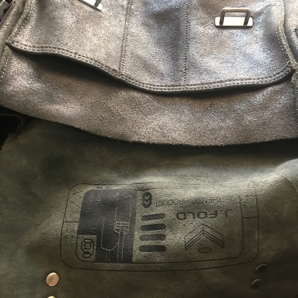 J. Fold Authentic Genuine Gray Leather Message Bag - Picture 3 of 7